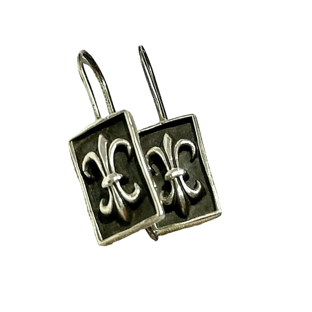 Lety G Sterling Silver New Orleans Fleur De Lis French Earrings .925